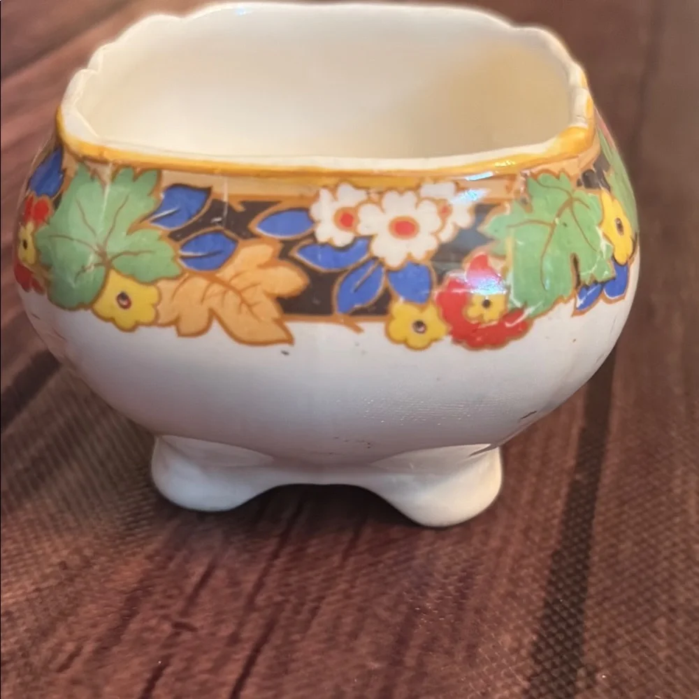 Vintage Art Deco Floral Cream and Sugar Set